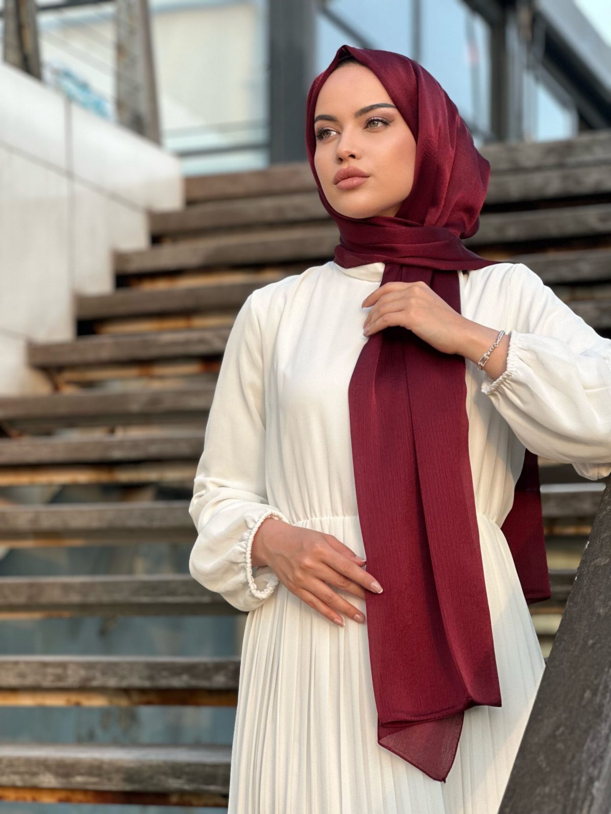 İdol Janjan Şal - Koyu Bordo