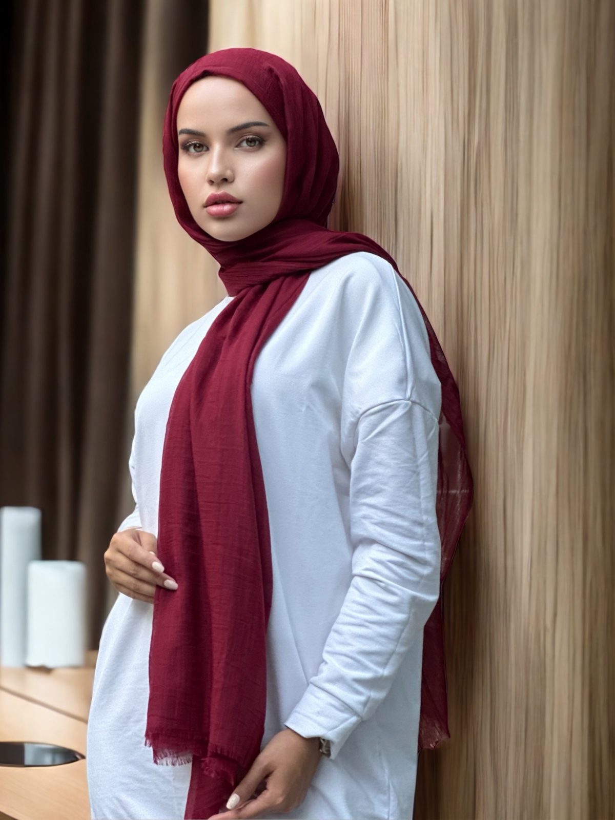 Premium Dubai Şal - Bordo