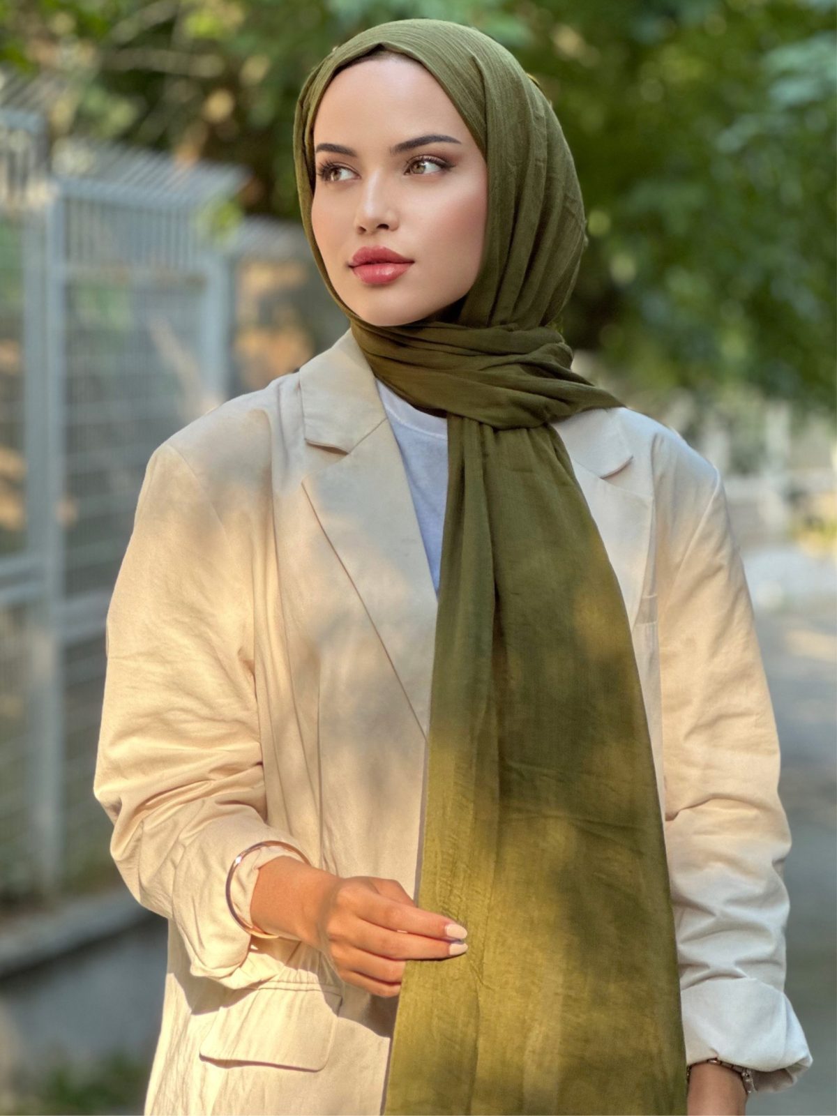 Premium Dubai Şal - Haki