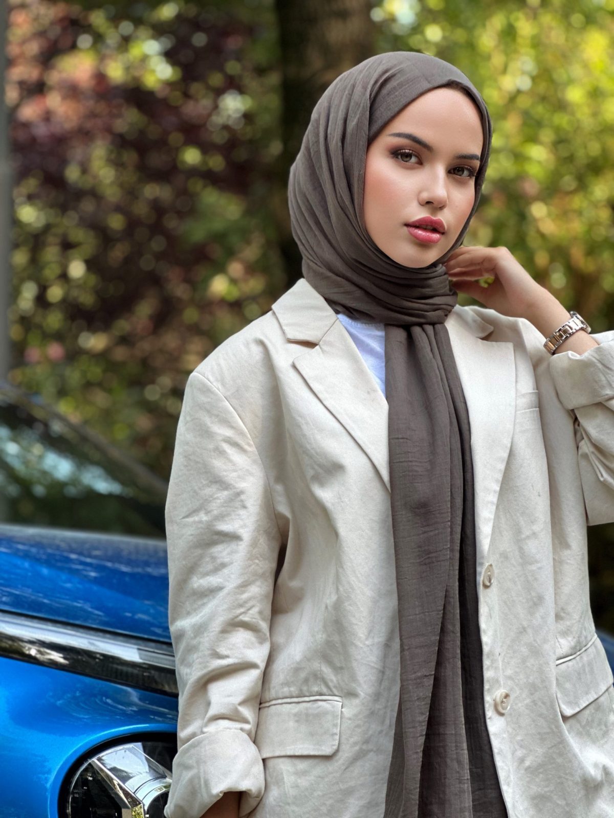 Premium Dubai Şal - Koyu Vizon