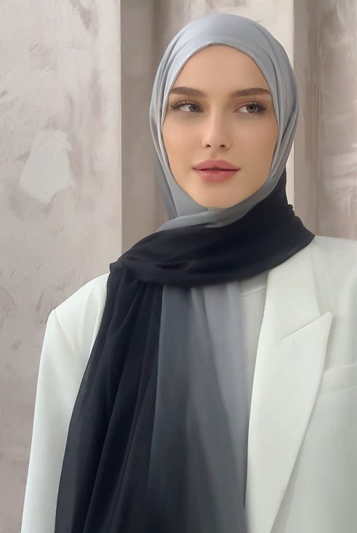 Dubai Degrade Şal - Siyah Gri Soft