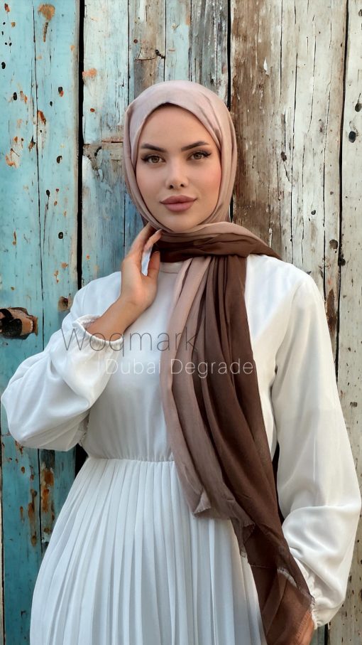 Dubai Degrade Şal - Kahve Vizon