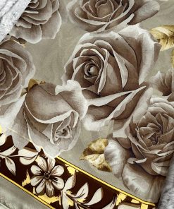 Rose Desen Hint İpeği Şal- Küf Yeşili