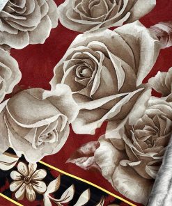 Rose Desen Hint İpeği Şal- Bordo