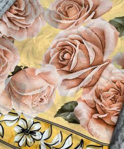 Rose Desen Hint İpeği Şal- Işıltı