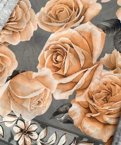 Rose Desen Hint İpeği Şal- Açık Füme