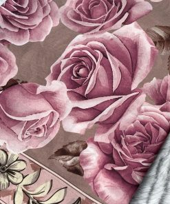 Rose Desen Hint İpeği Şal- Pudra