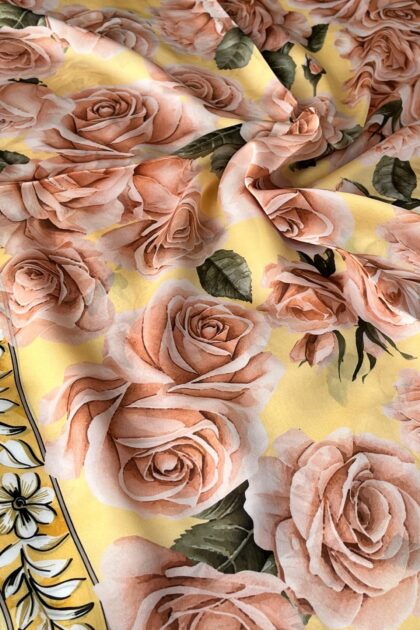 Rose Desen Hint İpeği Şal - Işıltı