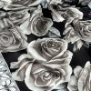 Rose Desen Hint İpeği Şal- Siyah