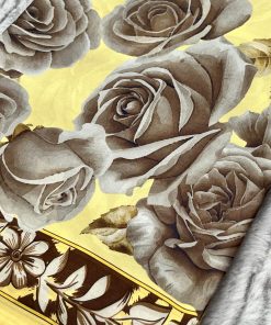 Rose Desen Hint İpeği Şal- Kahve Sarı
