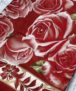 Rose Desen Hint İpeği Şal - Açık Bordo