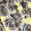 Rose Desen Hint İpeği Şal - Kahve Sarı