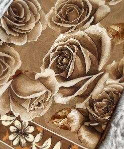 Rose Desen Hint İpeği Şal- Kahve