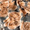 Rose Desen Hint İpeği Şal- Açık Füme