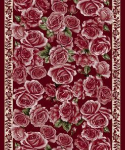 Rose Desen Hint İpeği Şal - Açık Bordo