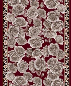 Rose Desen Hint İpeği Şal- Bordo