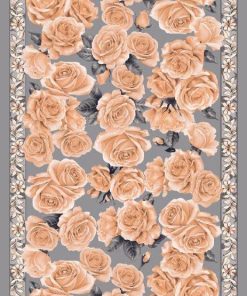 Rose Desen Hint İpeği Şal- Açık Füme