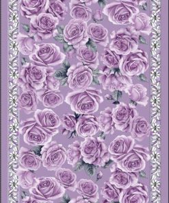 Rose Desen Hint İpeği Şal- Lila