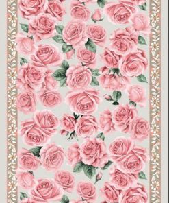 Rose Desen Hint İpeği Şal- Mint Yeşili