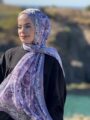 Rose Desen Hint İpeği Şal - Lila