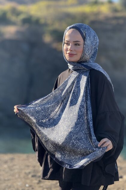 İdol Şal - Lacivert Beyaz