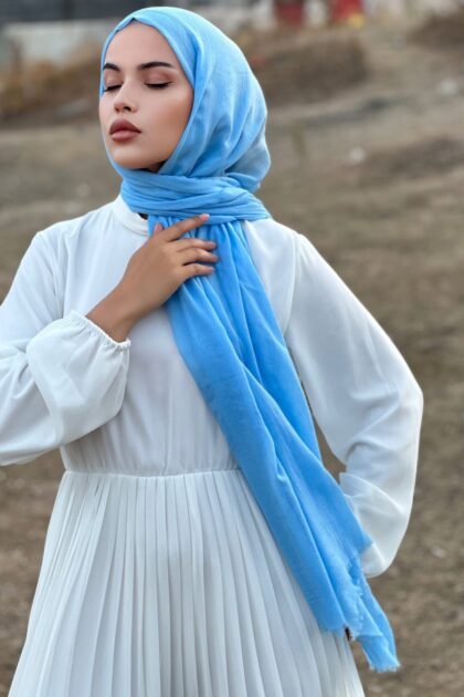 Premium Dubai Şal - Bebe Mavi